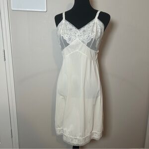 Vintage Ivory Lace Slip Dress Sheer Empire Waist | Romantic Cottagecore Lingerie